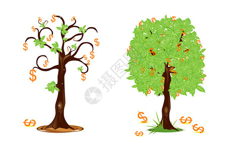 显示盈亏的美元树的插图图片