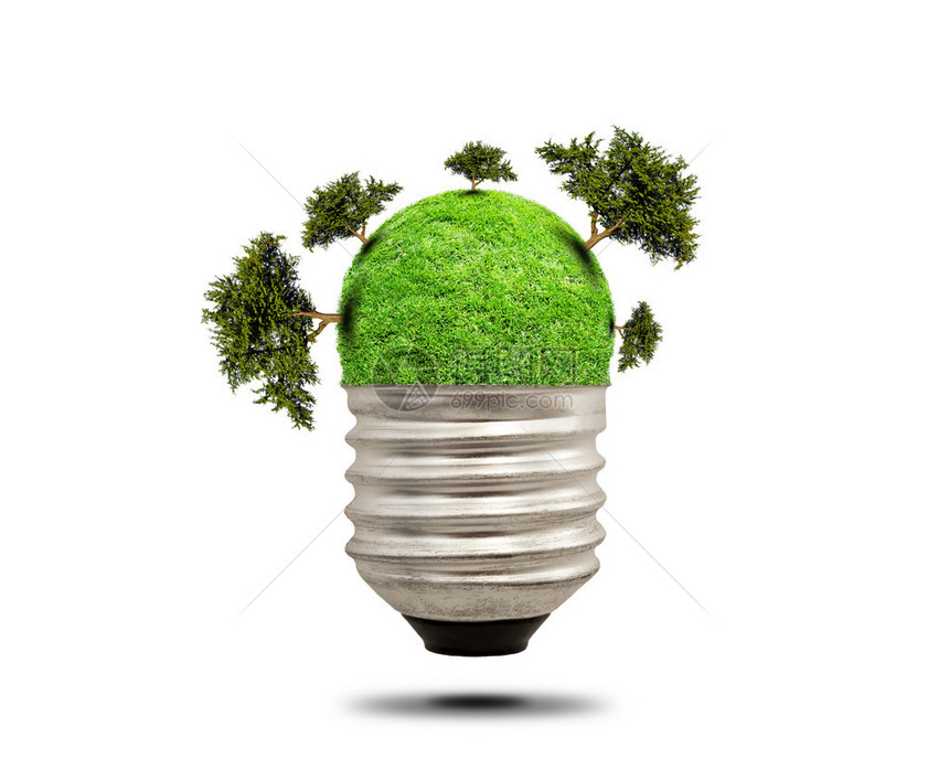 灯泡上覆盖着绿色植物灯上覆盖着绿图片
