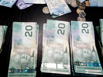 桌子上的加拿大元高清图片