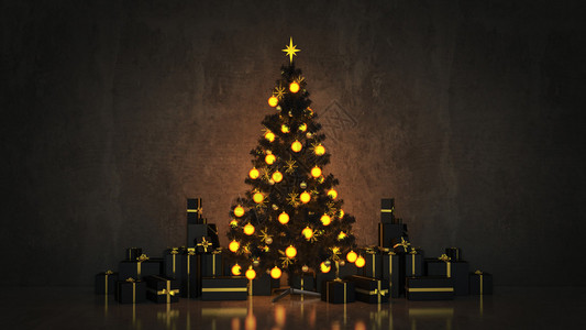 圣诞树上的礼物圣诞节的概念背景图片