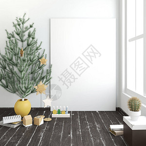 圣诞节静物装置现代圣诞内地的斯堪的纳维亚风设计图片