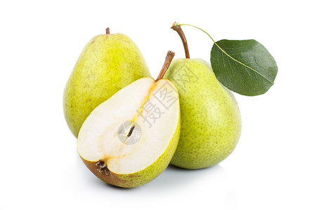 在白色背景上提取两个半绿色梨子repetwohalfgreen图片