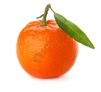 成熟的橘子绿叶孤立在白色图片