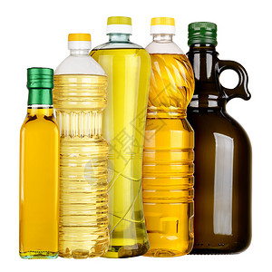 瓶子中的橄榄油和向日葵油都是白图片