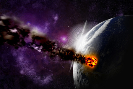 小行星撞地球小行星对宇宙中行星的攻击流星撞插画
