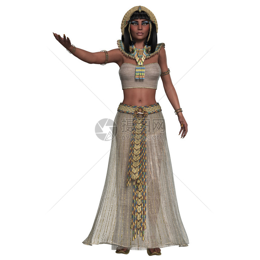 一位埃及女士身着埃及旧王国传统服装图片