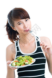 一个女孩吃健康饮食零的画像图片