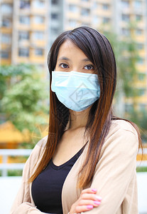 戴面罩的亚洲女人背景图片