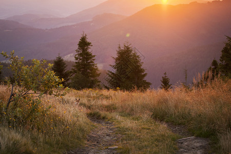 夏天在贝斯基迪山上拍下美丽的日出景色照片Wielka图片
