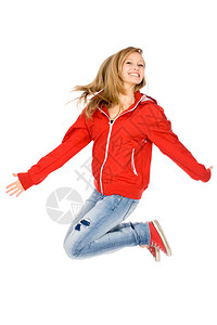 跳跃的年轻女子图片