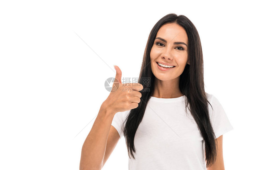 快乐的女子露出大拇指图片