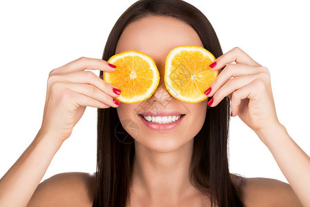 面罩白边被孤立的面罩用橙子切成护肤图片