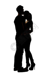 亚洲情侣拥抱的轮廓完全被白色隔图片