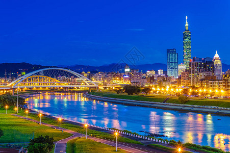 台北市河边夜景图片