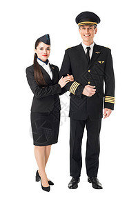 空乘机员空姐和在白色上图片