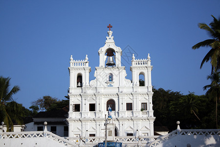 印度果阿市美丽的奥拉普罗诺比教堂的背景图片