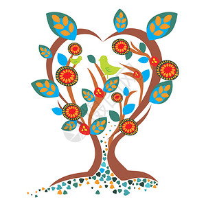 弹起我心爱的土琵琶生命之树的抽象插图插画