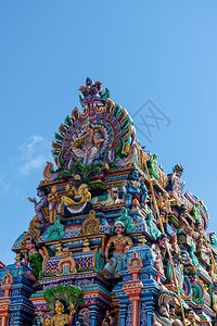 泰米尔印度教寺庙的美丽雕像图片