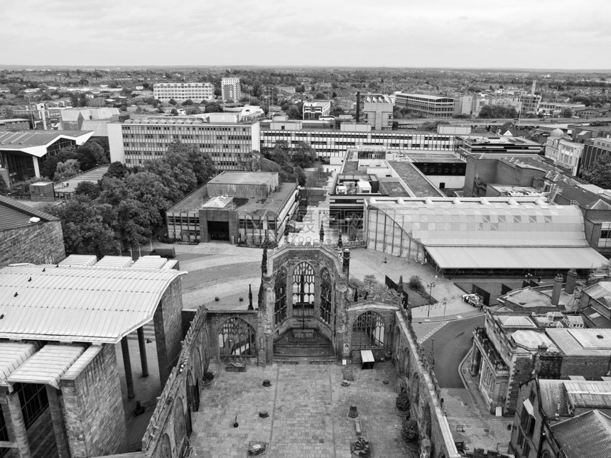 英国格兰Coventry市大教堂废墟全景Cov图片
