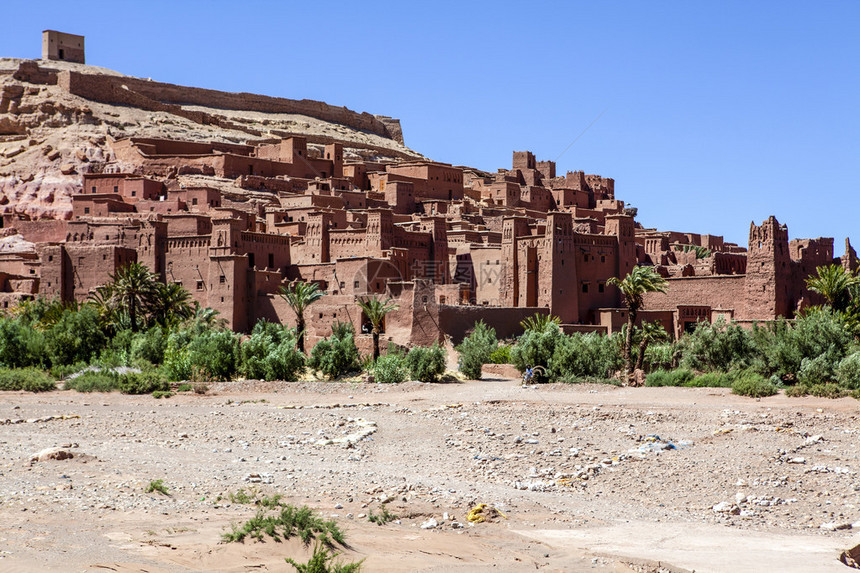 北非摩洛哥南部瓦尔扎特河沿岸苏斯马萨德拉省的旧柏尔kashbah堡垒AitBenHaddou图片