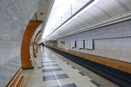 内部莫斯科地铁站胜利公园背景图片