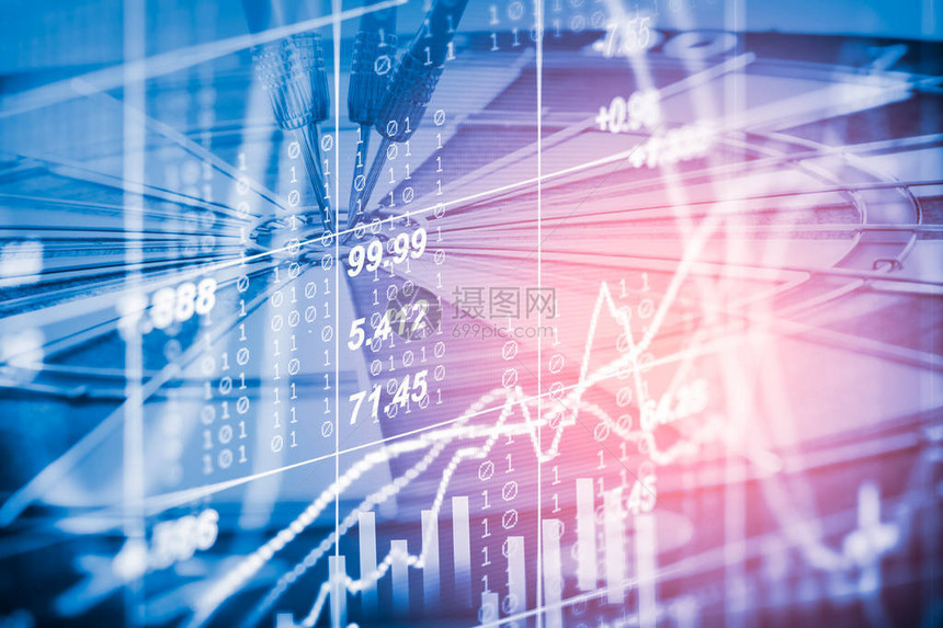 飞镖板上的目标箭头和股市指标图财务图表和股市目标股票市场指标财务分析的目标财务指标胜图片