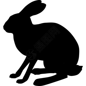 一只兔子黑色剪影插图高清图片
