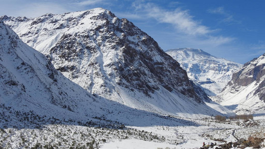 智利山雪与自然景观图片