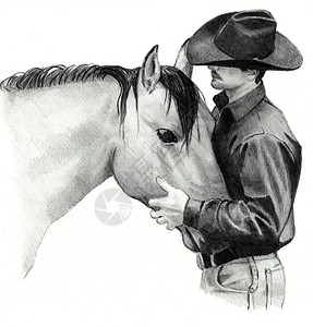 一只牛仔在骑马时头图片