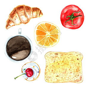 水彩食物插图手绘套装背景图片
