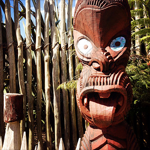 传统毛利雕刻新西兰背景图片