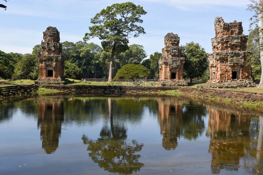 PreahKhan废墟位于柬埔寨暹图片