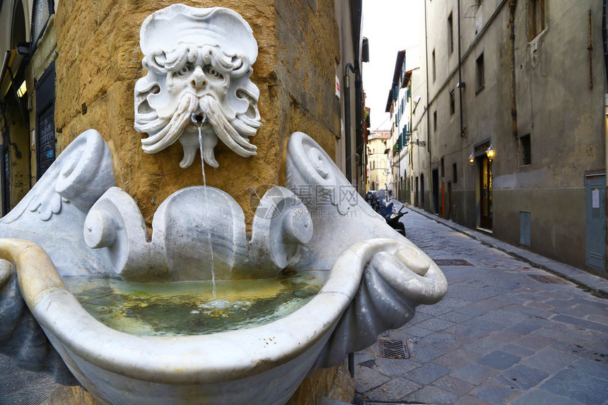 意大利佛罗伦萨的古老有趣的喷泉del图片