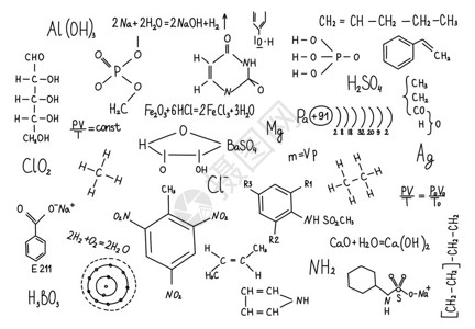 手画化学公式科学知识图片
