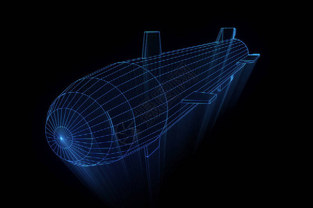 全息图线框风格的火箭漂亮的3D渲染图片