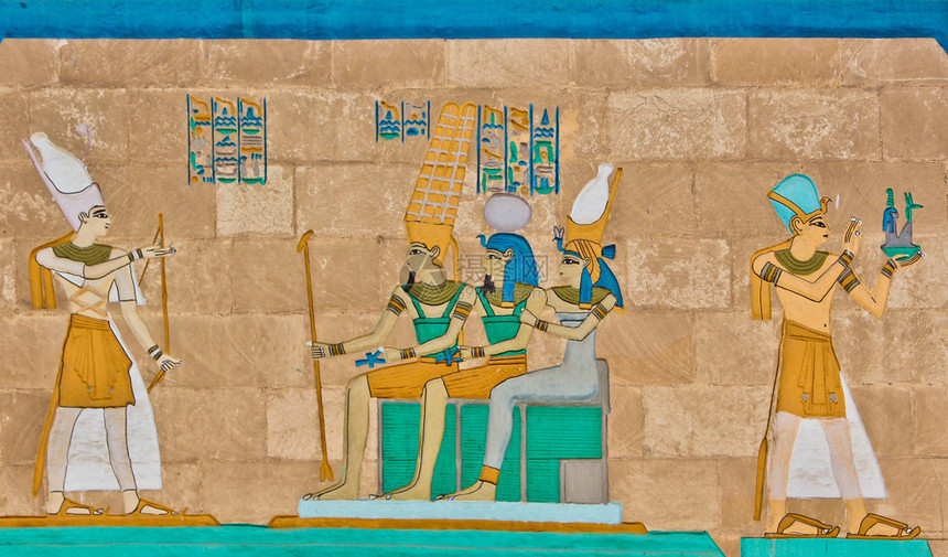 法老艺术古埃及人的象形文字雕刻和绘画图片