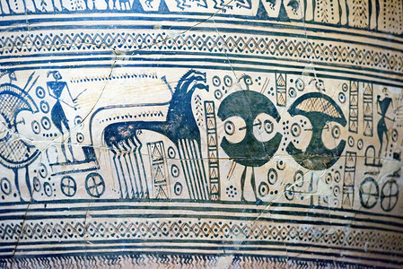 迈锡尼艺术陶器动物形象装饰细节背景