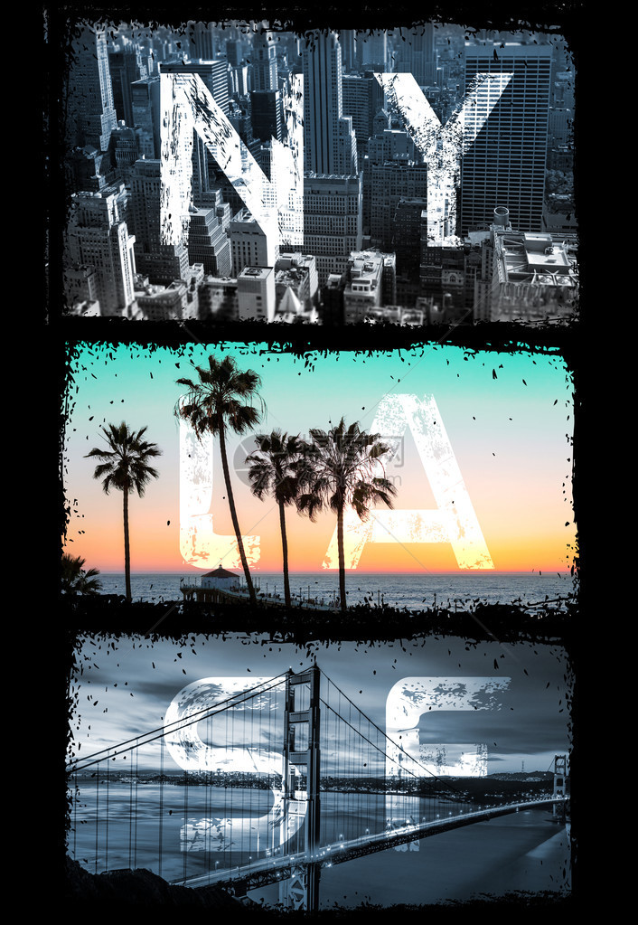 纽约洛杉矶旧金山的海报图片