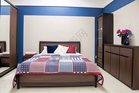 带床的舒适现代卧室内饰背景图片