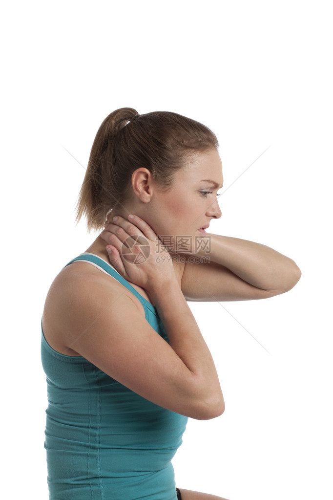患有颈部疼痛的女人图片