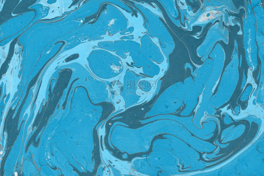 抽象的蓝色背景与油漆飞溅纹理图片