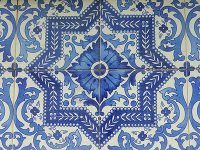 葡萄牙瓷砖特写图片