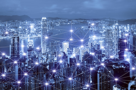 以香港智慧城市景观为背景的网络业务连接系统网络图片
