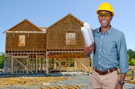 黑人美国人男建筑工人一个工作场地图片