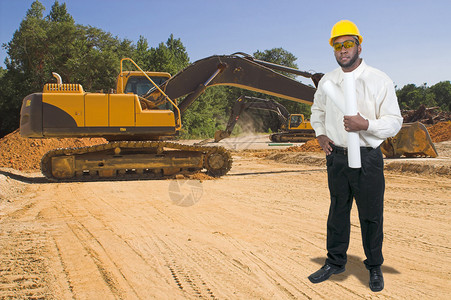 Balck非裔美国男建筑工人一个工图片