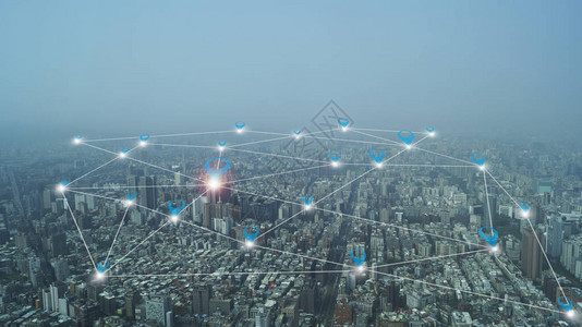 城市与连线概念技术概念互联网商务全球化的连线城市图片