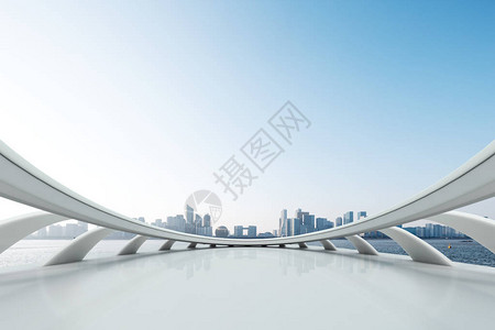 国家级新区蓝色天空中杭州青江新区的空抽象窗插画