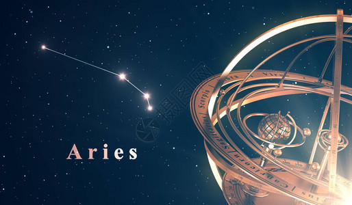 魔蝎星座蓝色背景上的星际和圆形环球设计图片