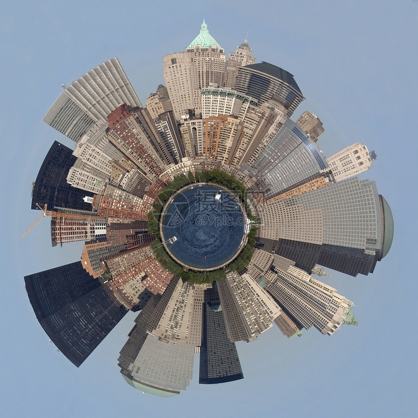 纽约市天际线的360度全景图片