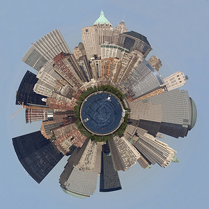 纽约市天际线的360度全景图片